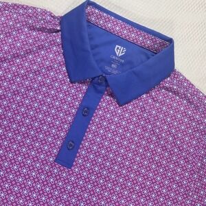 Graham Luxe Leighton Mens 2XL Golf Polo Shirt Purple Floral Stretch GL13725
